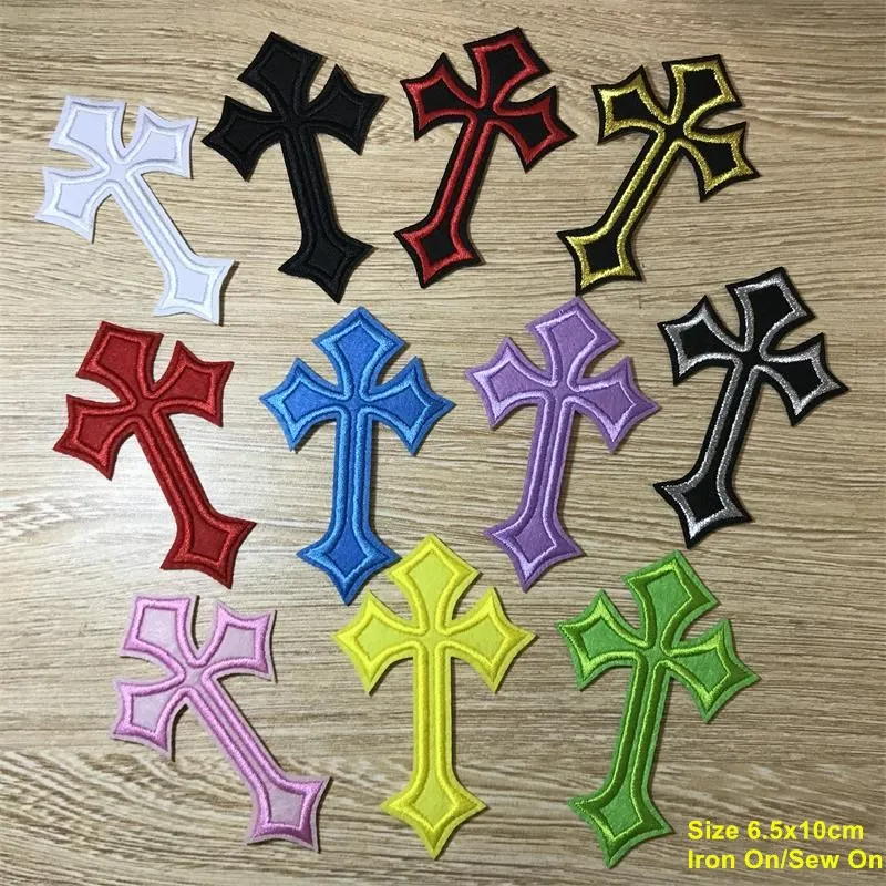 New arrival 10 pcs Black cross mixed colors Embroidered patches iron on cartoon Motif BX Applique embroidery accessory 201501