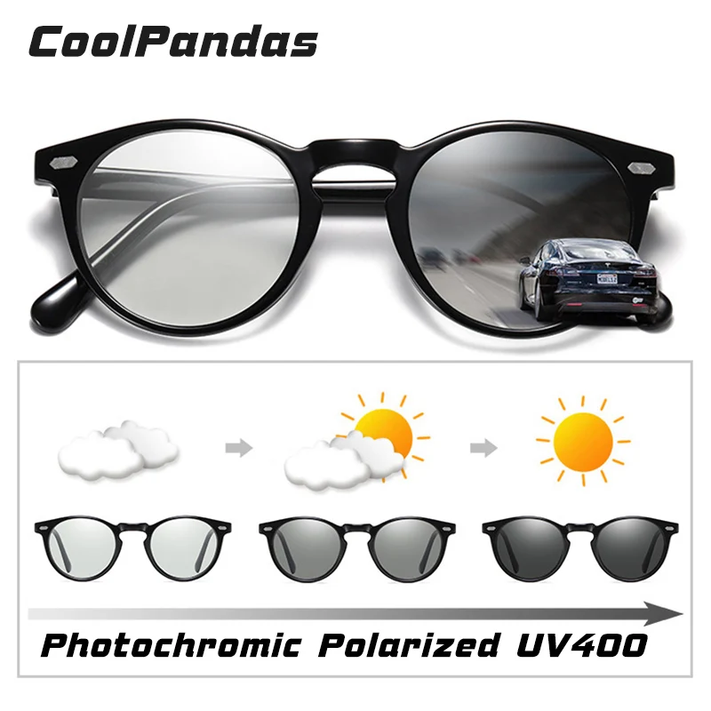 CoolPandas Small Round Sunglasses Photochromic Polarized Women Men Glasses Driving Unisex TR90 Frame gafas de sol hombre