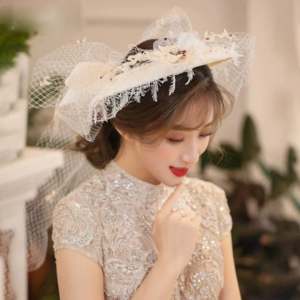 

Fancy Bridal Hats Vintage Wedding Accessories Hats with Feathers Netting