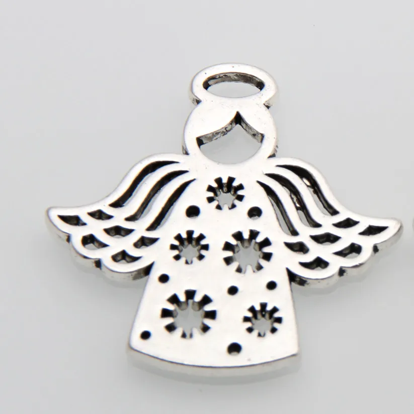 10pcs Silver Color Angel With Wings Charms Love And Peace Pendant Jewelry Making DIY Handmade Craft Accessories Supplies A3445