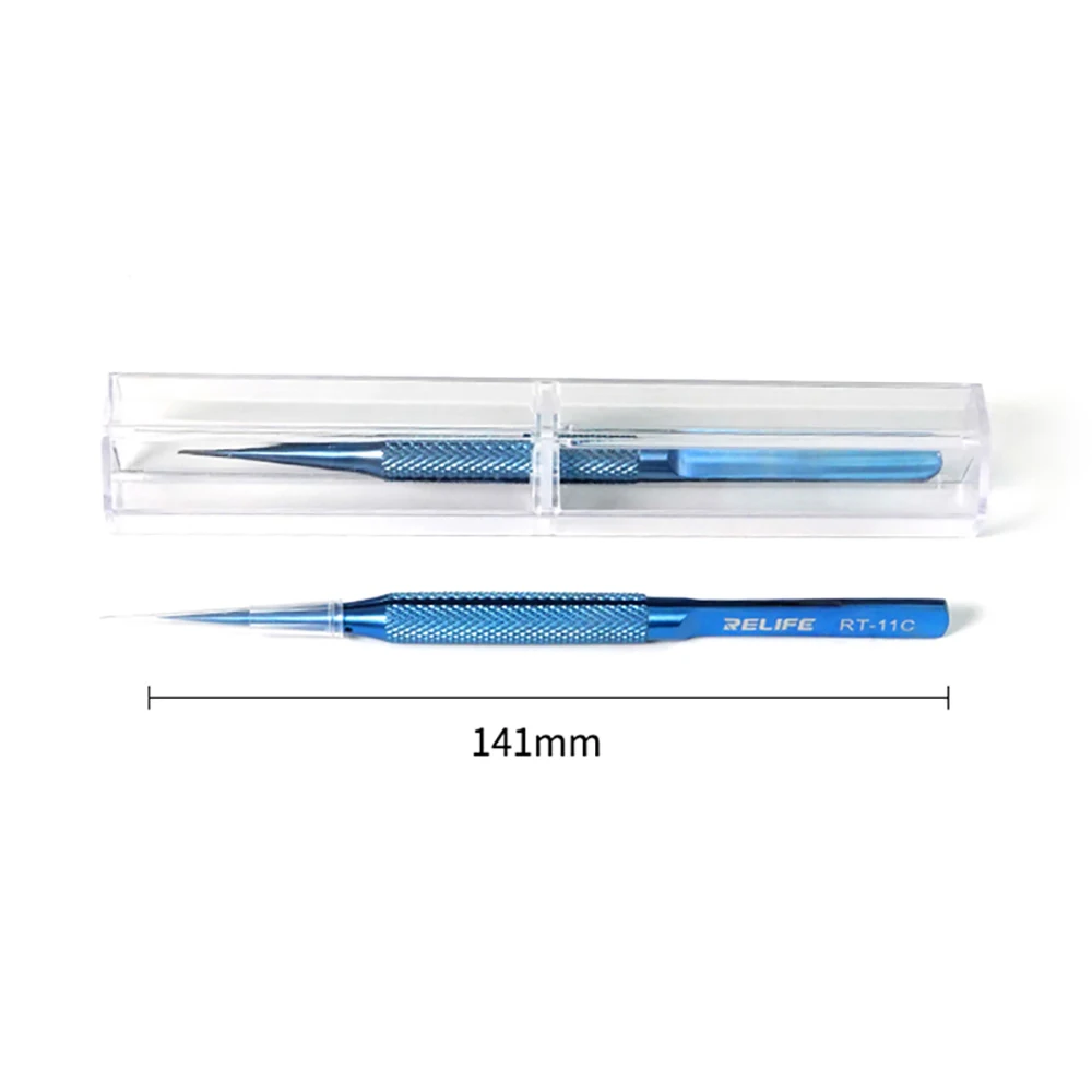 RELIFE Titanium Alloy Precision Flying Wire Blue Tweezers For Mobile Phone Soldering Motherboard BGA Fingerprint Repair Tool Set