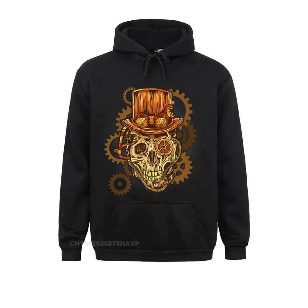 Hoodies Clothes Retro Steampunk Skull Vintage Gears Goth Premium Hoodie Print Long Sleeve Adult Sweatshirts Casual Newest