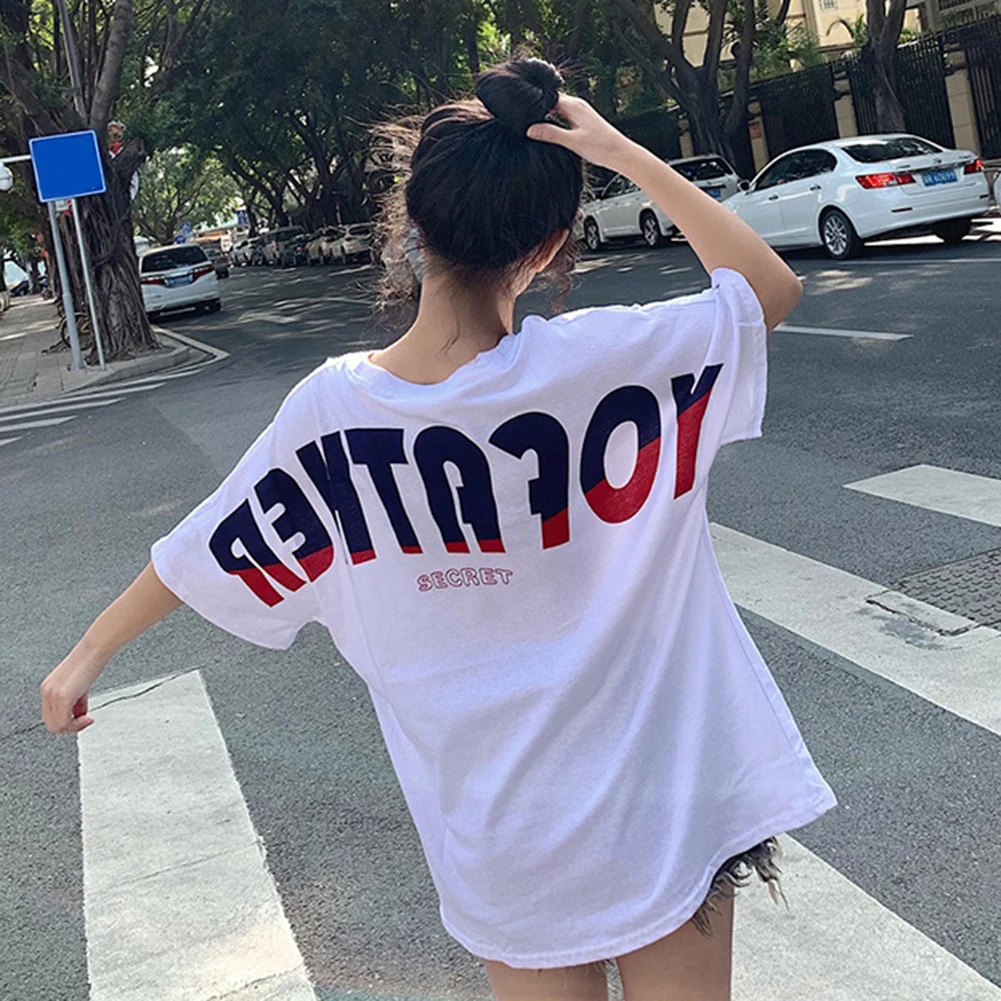 summer woman t-shirts English Letter Short Sleeve t-shirts Round Neck Oversized Tee Top футболка женская 2022