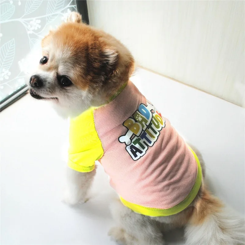 Summer Clothes For Small Medium Dogs Polyester Mesh Short Sleeve Vest Pet Puppy T-Shirt Comfortable Casual Costume