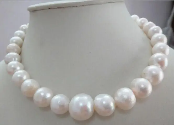 

HUGE 18"11-13MM NATURAL AUSTRALIAN SOUTH SEA GENUINE WHITE NUCLEAR PEARL NECKLACE Free Shipping