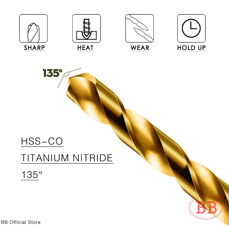 Imagem -02 - Broca de Torção de Cobalto bb M35 ex Hssco Hsse Metal Alumínio Cobre Ferramenta de Furo de Madeira Titânio Mm13 mm Conjunto 10 Pcs Aço Inoxidável