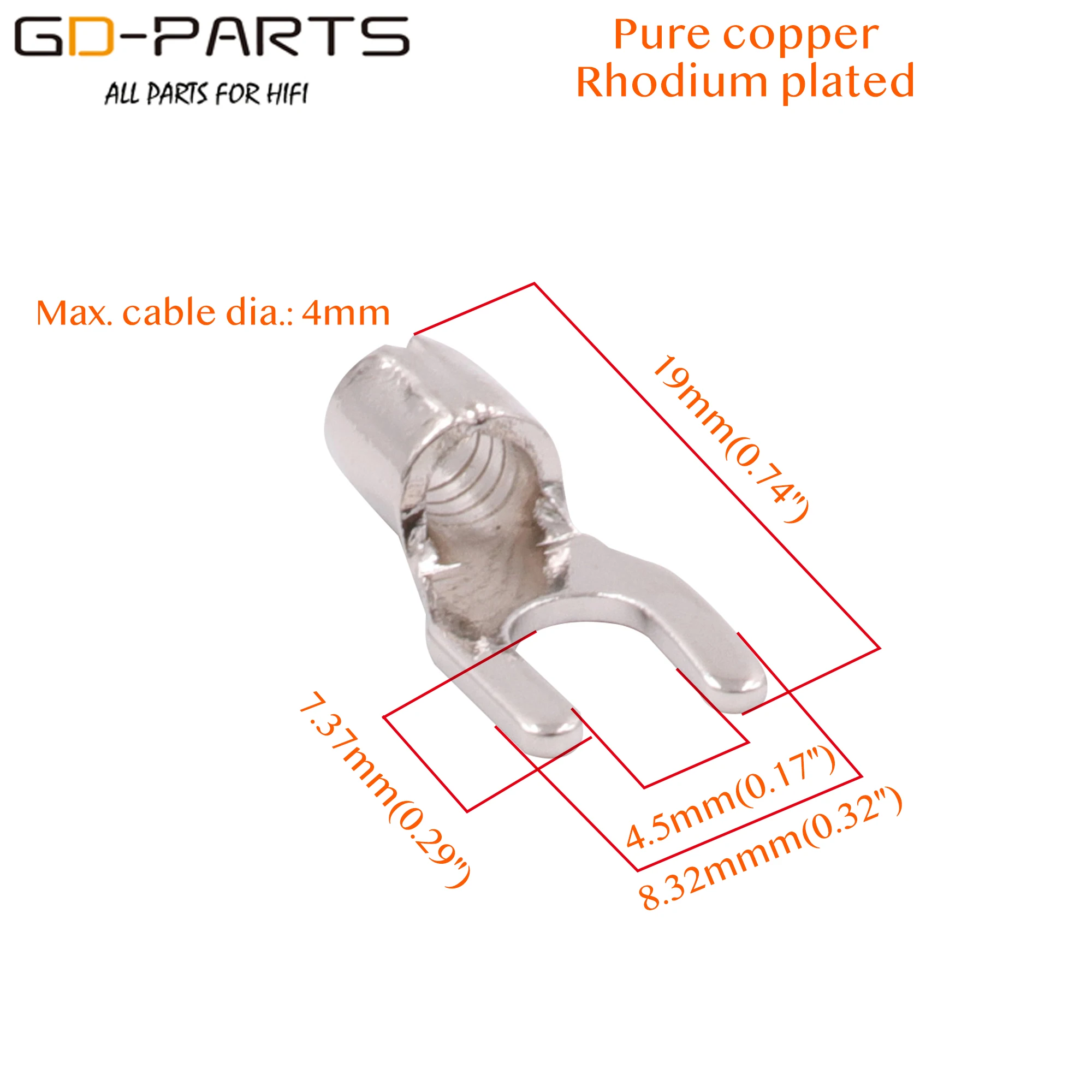 Viborg Power Socket Installation Connector Rhodium Plated Copper Solid Silver Y Fork Banana Plug For Power Plugs 1PC