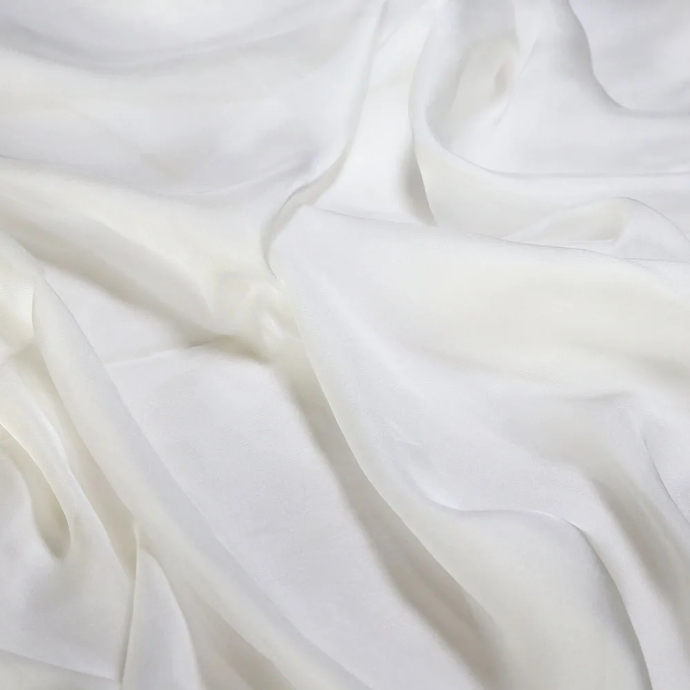 Wholesale 6mm 140cm White Thin Un-dye Nature Silk Chiffon Fabric Meter Prue Silk Dress Lining Fabrics for Painting and Sewing