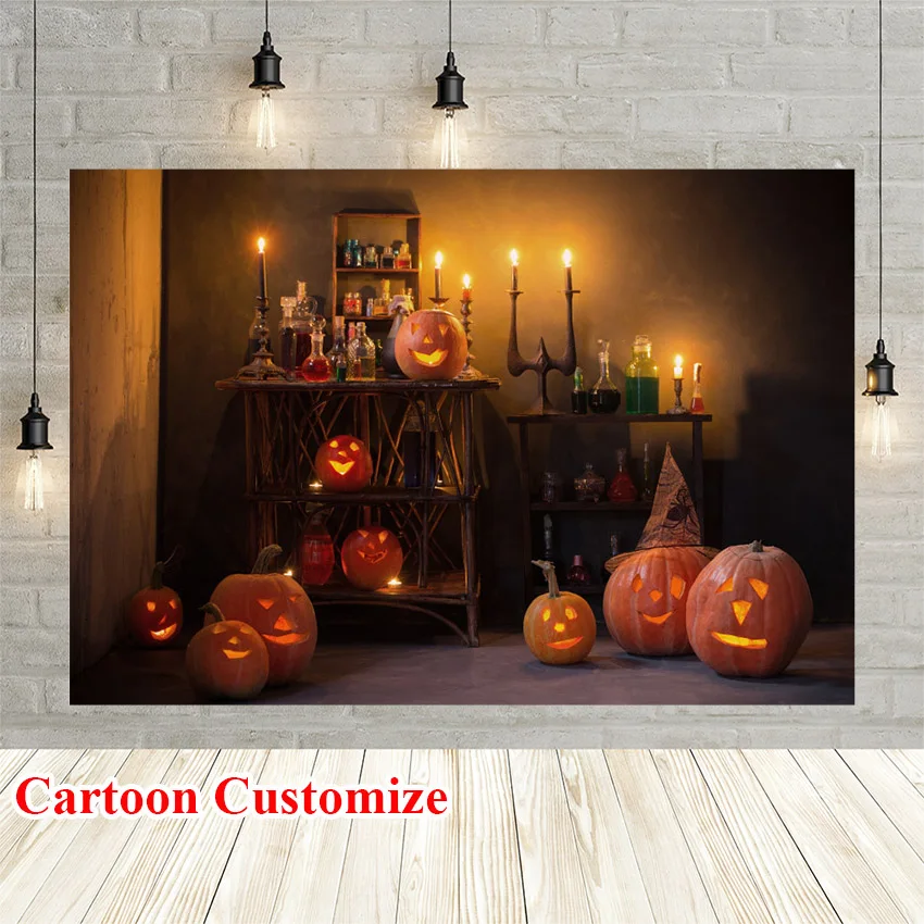 Avezano Halloween Party Background For Photography Decor Interior Pumpkin Lantern Potion Baby Backdrop Photo Studio Photocall