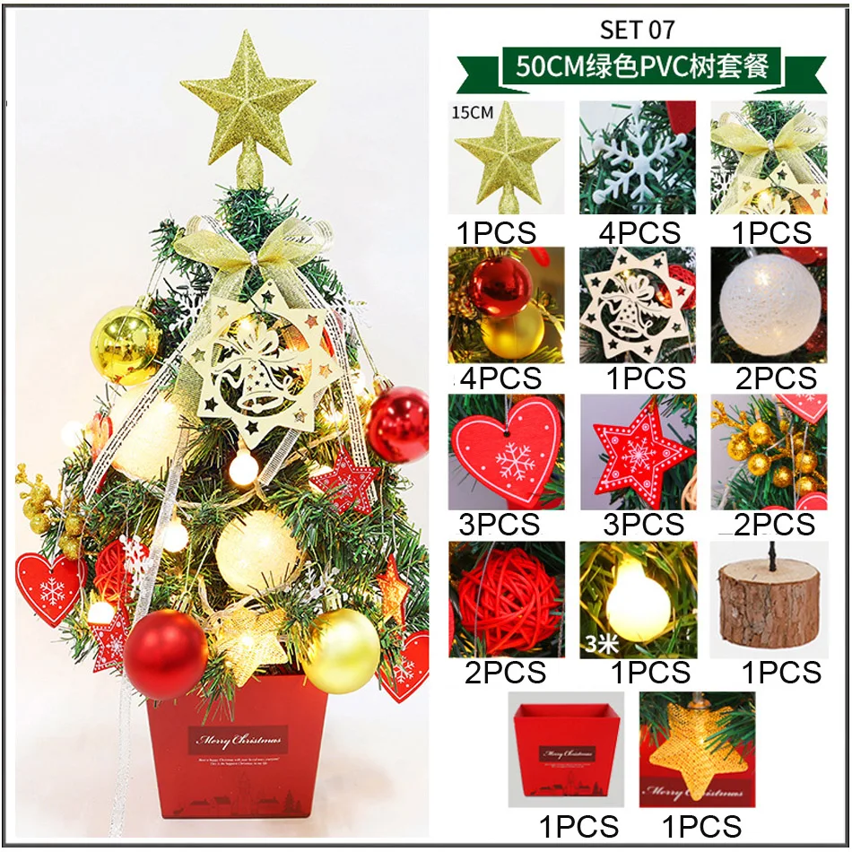 

little Christmas Tree 50cm Mini Christmas tree suit decorations Creative Desktop ornaments stained with white cedar