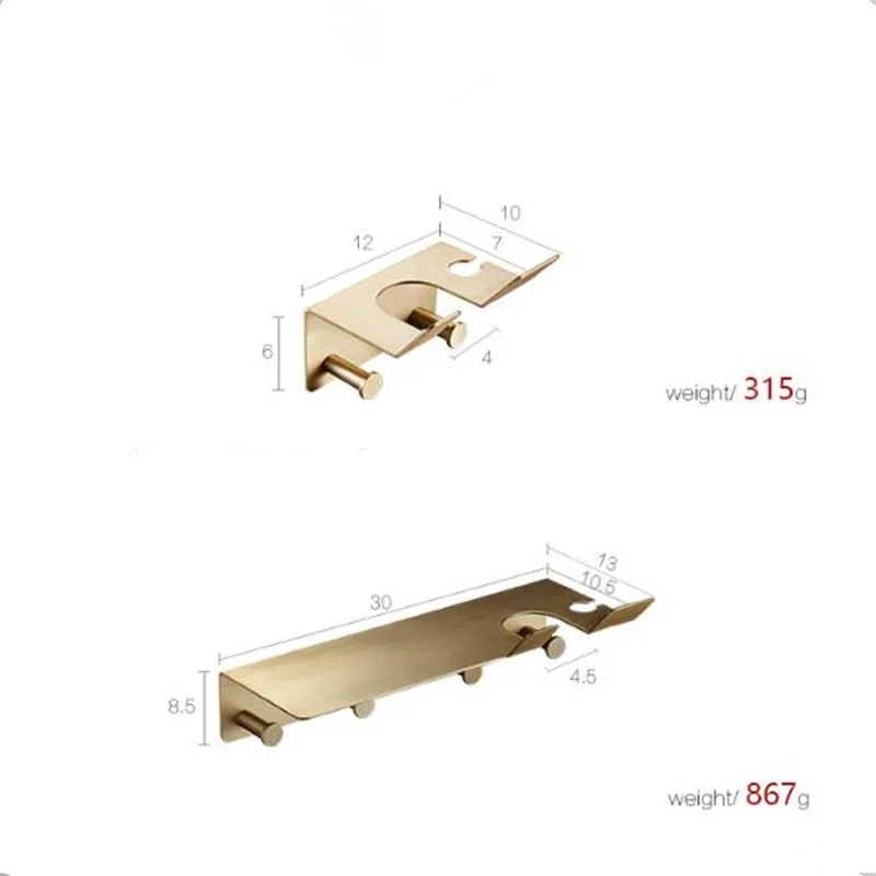 Gold luxury hair dryer shelf with hook gold brush bathroom shelf wall holder multifunctional bathroom hair dry shelf holder