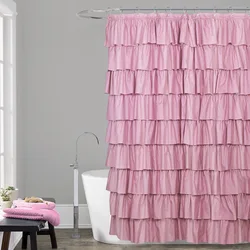 White Lace Ruffle Shower Curtain Home Decor Waterproof Polyester Decorative Bathroom Accessories Great for Showers and Bathtubs