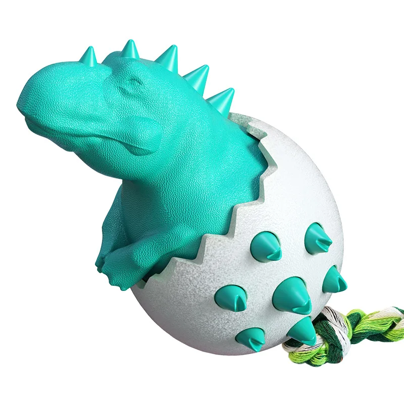 Cute Dog Chew Toys Pet Dog Dinosaur Eggs Rubber Toy Zigzag Massage Bumps Teeth Cleaning Tool Bite Resistant Toys for Large Dogs