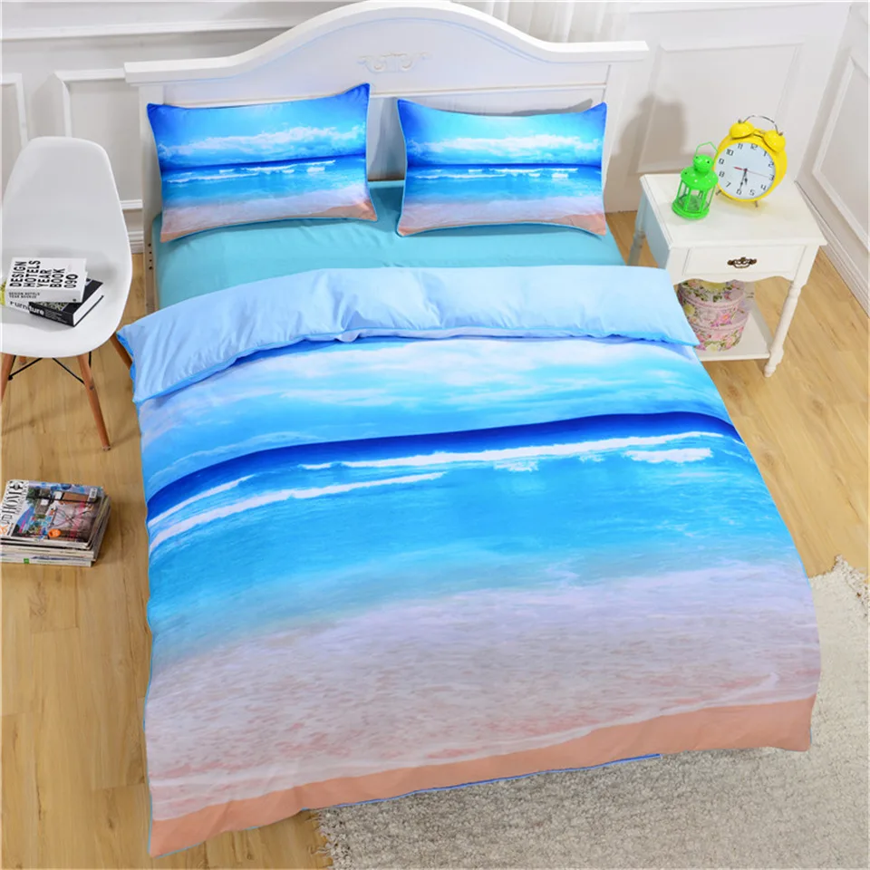 the sea blue duvet/doona cover set king queen double full twin single size bed linen set