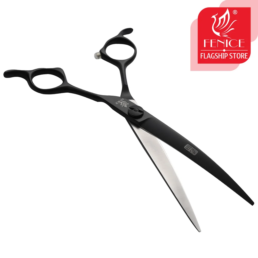 Fenice 7.0 inch Black Curved Professional Grooming Scissors Dog Hair Cutting Shear JP440C Pet Dog Supplies