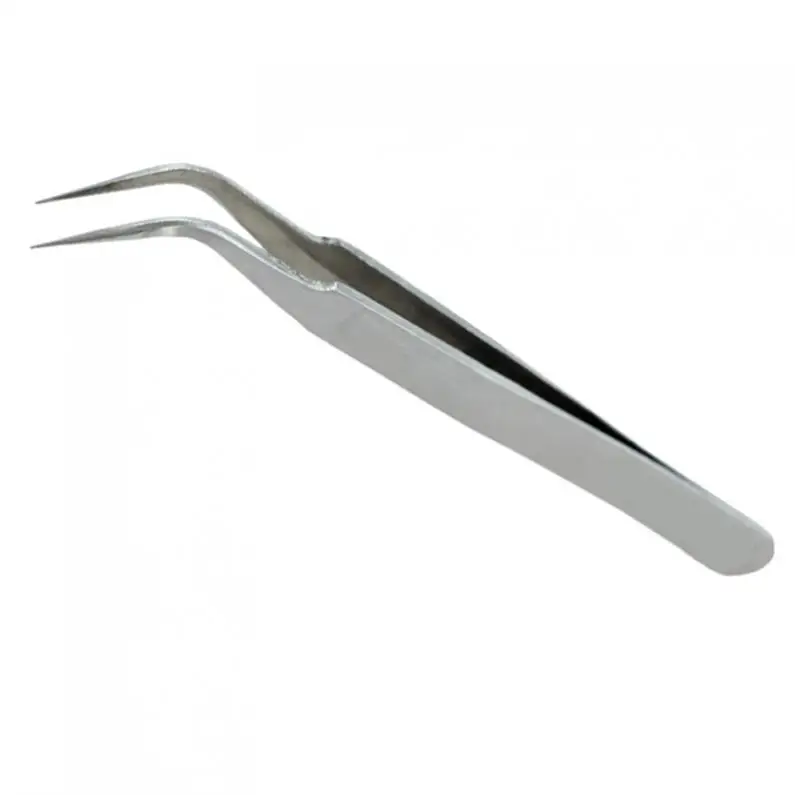 Rvs Anti-Zuur Fine Tip Gebogen Dull Poolse Pincet Tang Tool