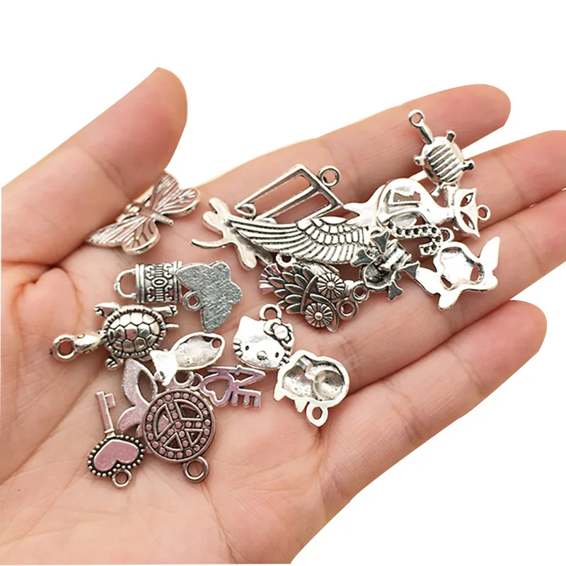 Vintage Mixed 20pcs Tibetan Silver Birds Owl Leaf Tree Metal Charms Pendants DIY Neacklace Handmade Jewelry Making Accessaries