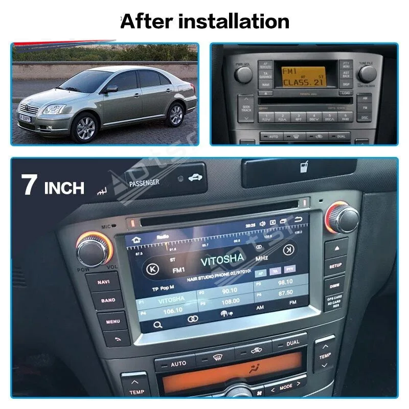 For Toyota Avensis T25 2002 - 2008 Car Multimedia Radio Player Stereo Android Auto Audio GPS Navigation Head Unit  Carplay 2 Din