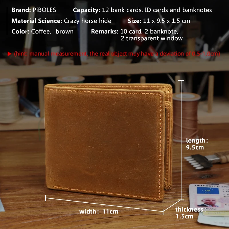Slim Men's Business Wallet Casual Genuine Leather Billfold Short Wallets For Male Multi-card Holder Money Purse Storage Bag