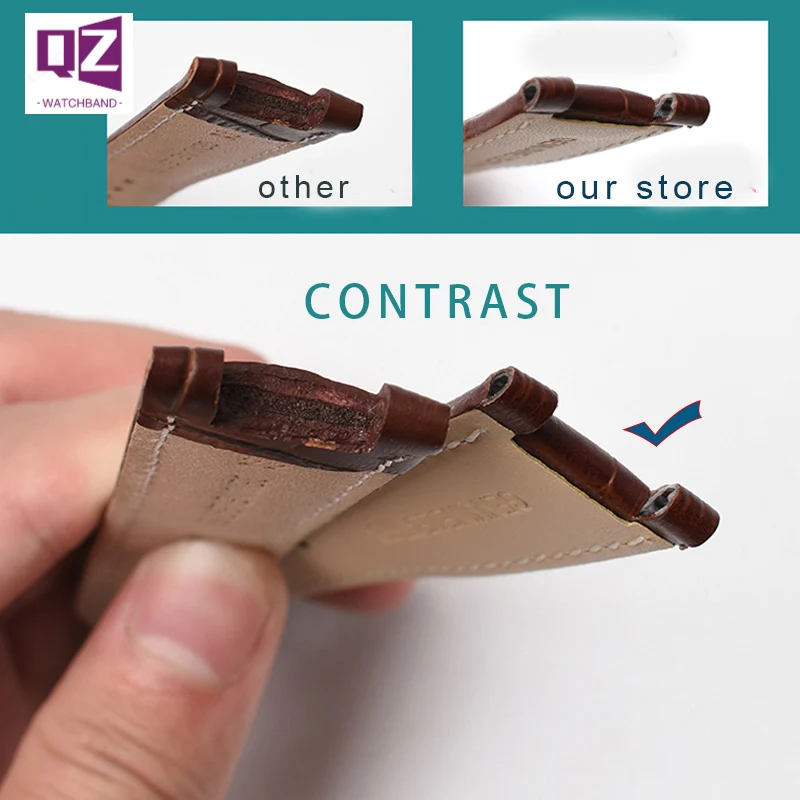 Bracelet de montre en cuir de vache pour montres GC, 22x13mm, 20x11mm, cranté, en cuir véritable, bleu