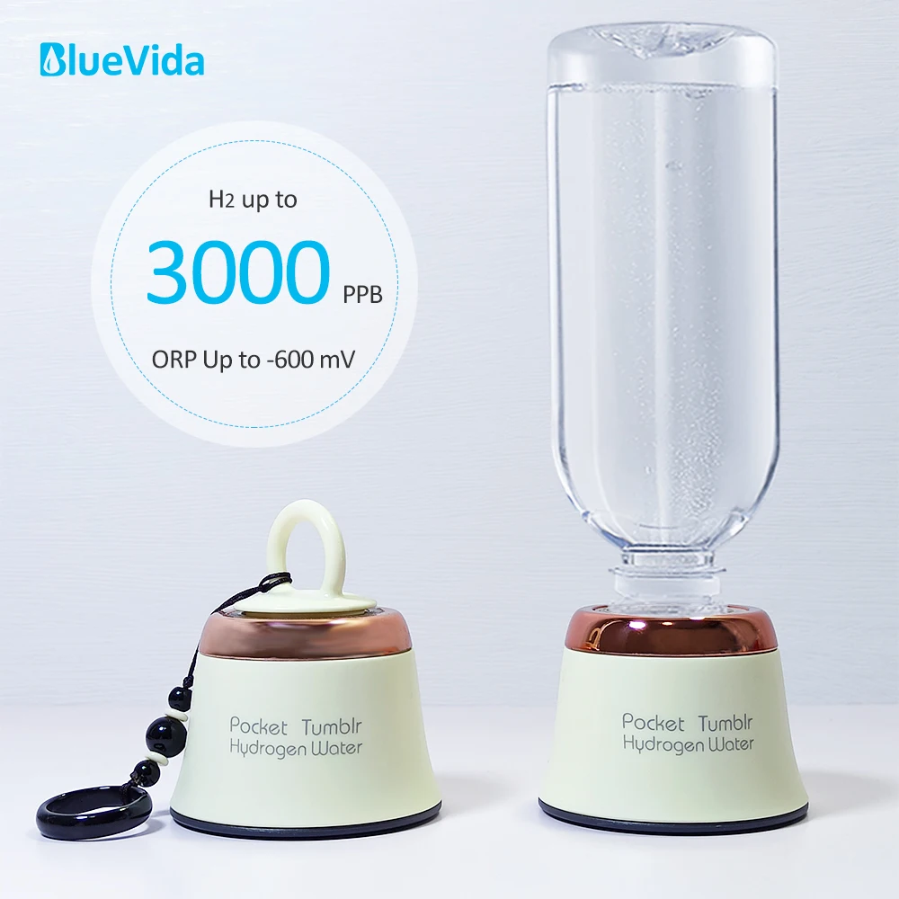 Bluevida Smallest Portable Pocket Hydrogen Rich Water Generator Bottle DuPontN117 SPE/PEM dual chamber Travel Hydrogen Generator