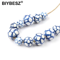 Painting Football (10 Pieces/Lot) 8MM 10MM 12MM Ceramic Beads Porcelain Diy Hand Made Beads Jewelry Making