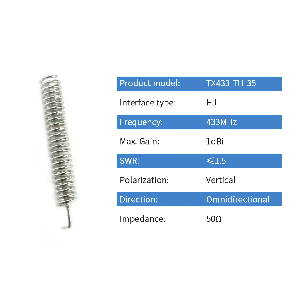 10pcs 433MHz Helical Antenna Internal 433M DTU Modual Antenna 433 M Nickel Plated Spring Antena TX433-TH-35