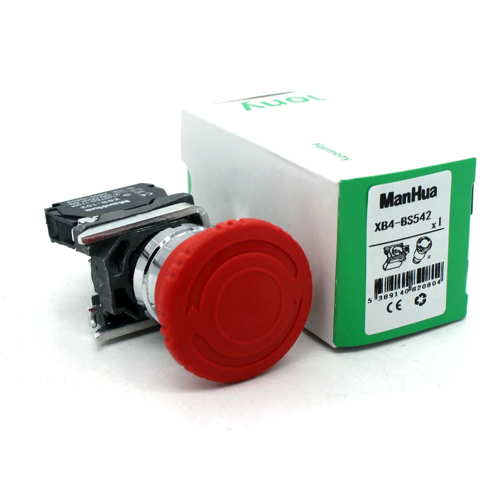 ManHua XB4-BS542 Emergency Stop Push Button Switch For Industrial Control turn to release push button switch