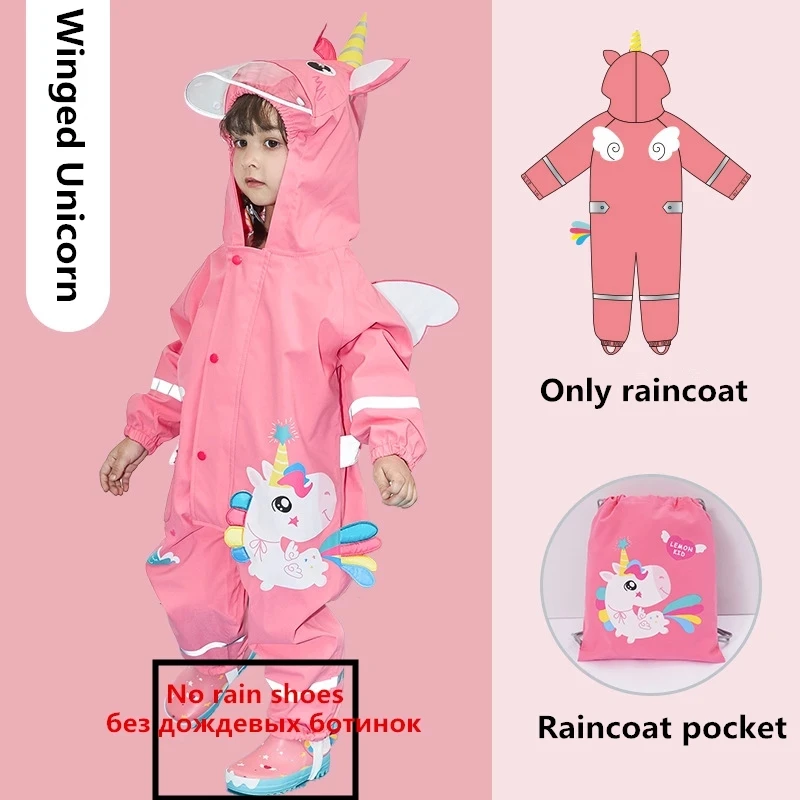 Lemonkid Brand Kids Cartoon Raincoat Children Jumpsuit Rainwear Boy Girl Waterproof Raincoat Rainpants Set