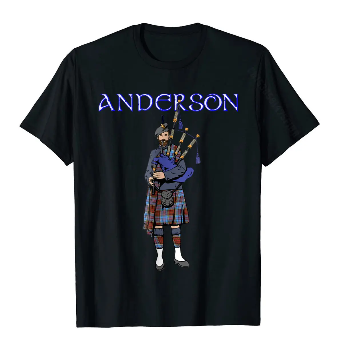 Scotland T-Shirt Anderson Clan Scottish Piper Tartan Kilt Street Tees For Men Popular Cotton Tshirts Party