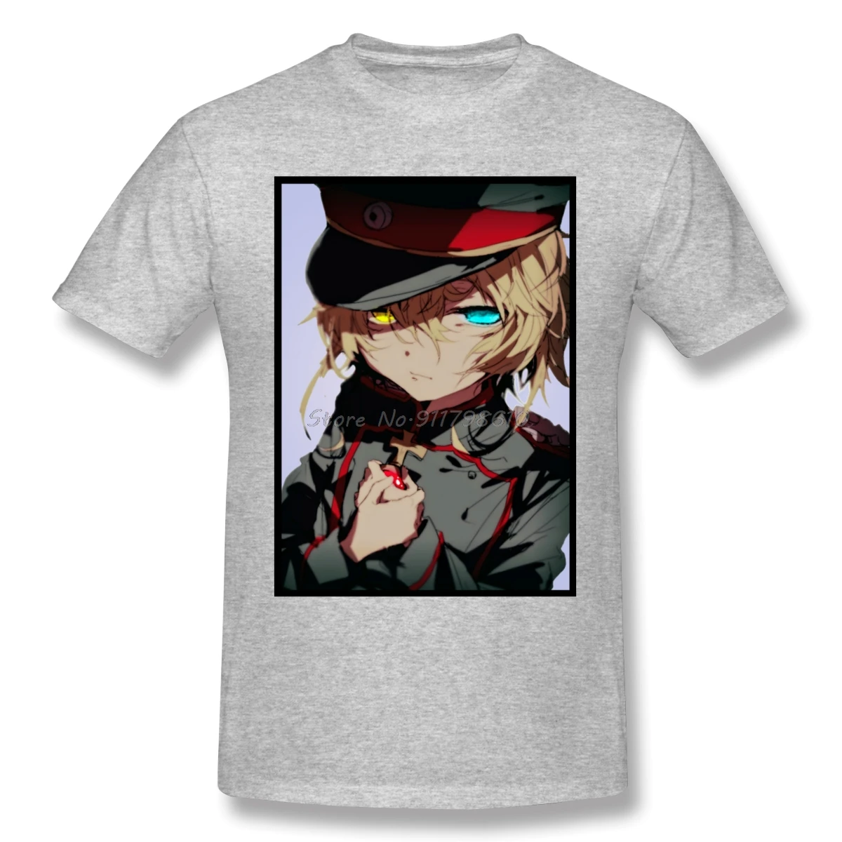 تيشيرت تانيا فون ديغوريتشاف يوجو سينكي أنيمي تي شيرت المتضخم برقبة دائرية من القطن مخصص قمصان قصيرة الأكمام