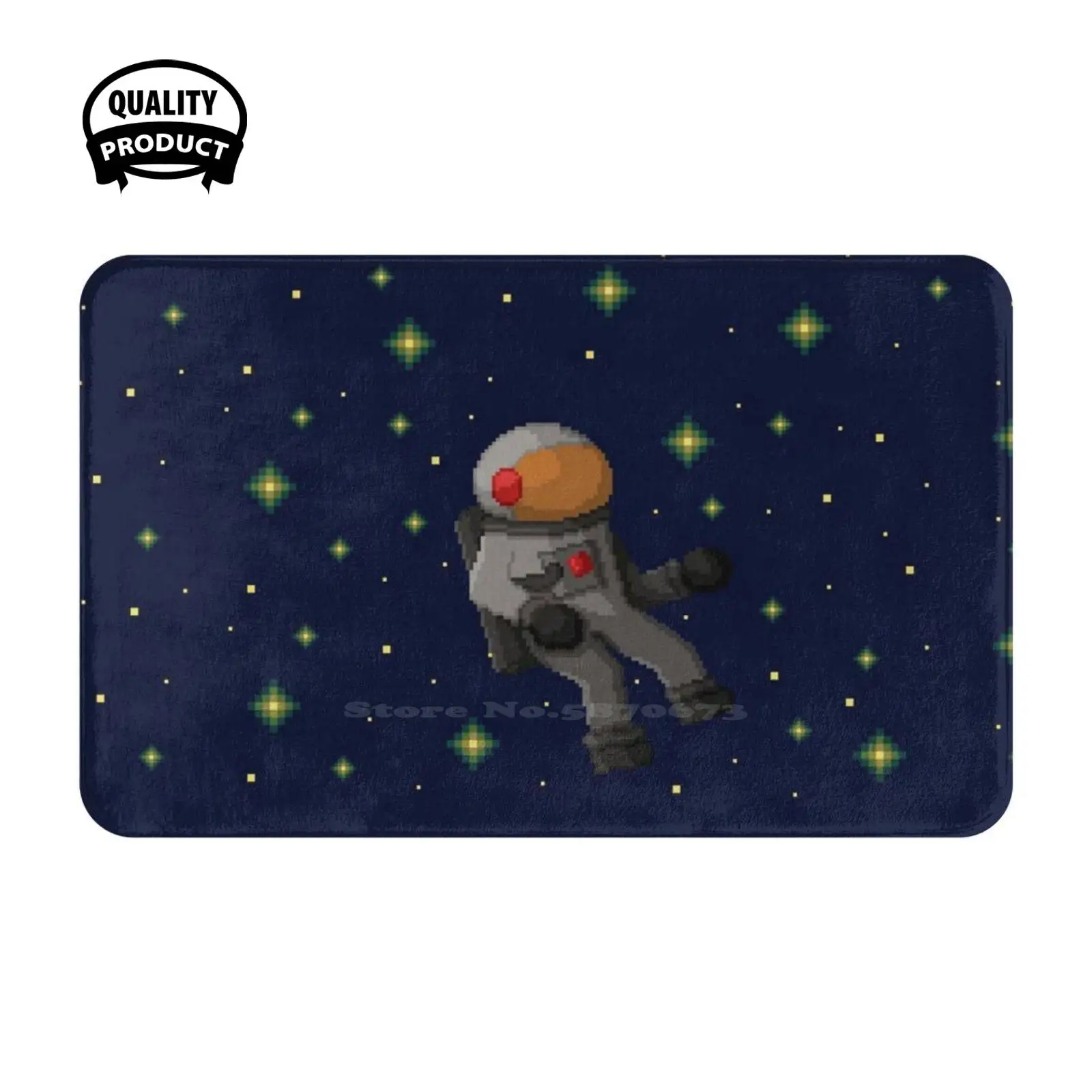 Soft Cushion Home Carpet Door Mat Car Rug Astronaut Spaceman Stars Pixel Lost Outerspace Blue Vintage