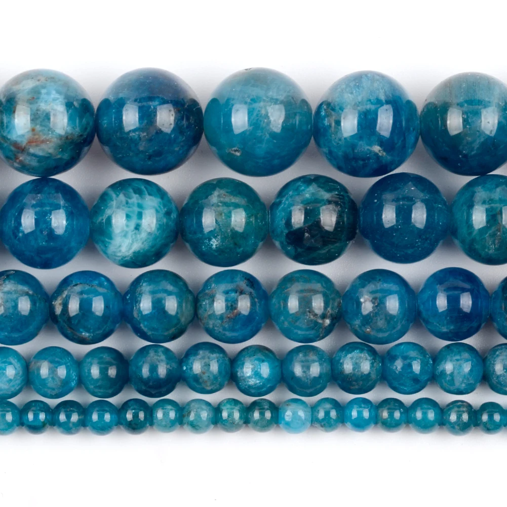 Natural A+ Blue Apatite Stone Round Loose Spacer Beads For Jewelry Making DIY Bracelet Handmade 6/8/10/12mm