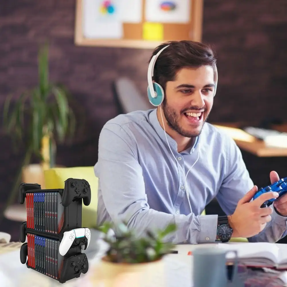 15層ユニバーサルゲームディスク収納ラック収納タワーゲームディスクラックコントローラためPS5 PS4コンソール/xbox one