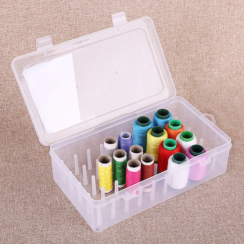 Sewing Thread Storage Box Transparent Bobbins Organizing Case 42 Spools Holder Threads Container DIY Sewing Accessories