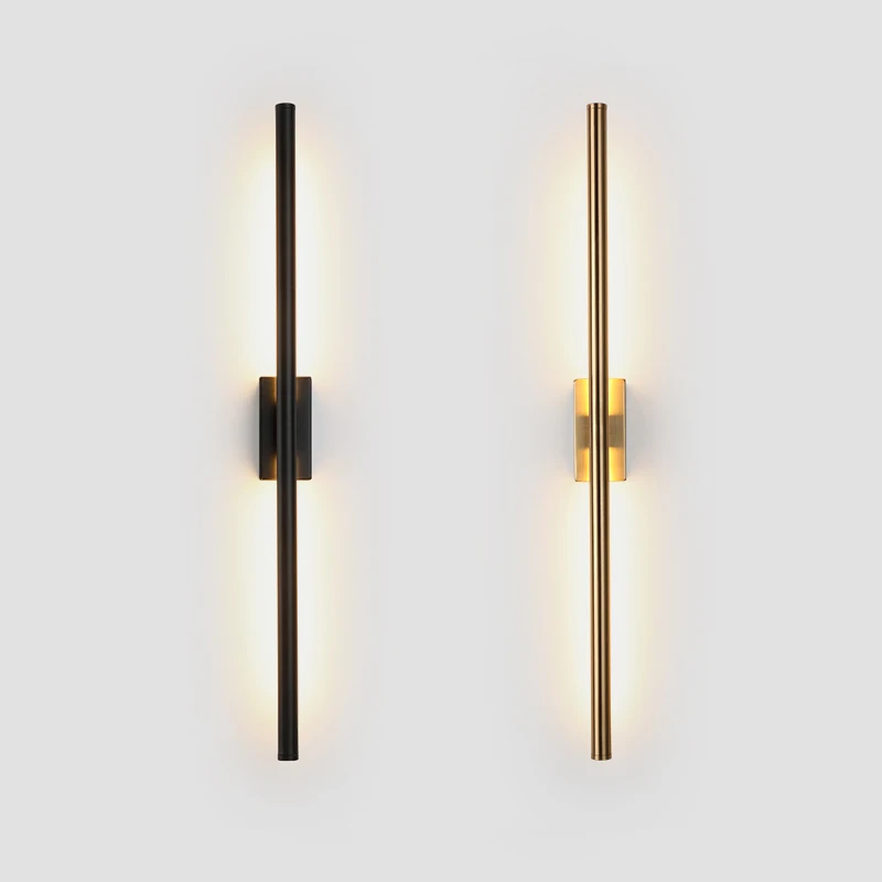 

Modern simple linear tube LED wall lamp up down background opposite wall light LED bedside foyer corridor black gold LED sconce