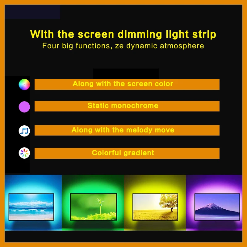 Ambient TV PC Backlight Kit HDMI Sync Screen Color LED Strip Light Works With Tuya WiFi Alexa Google  Control HDTV Computer Xbox