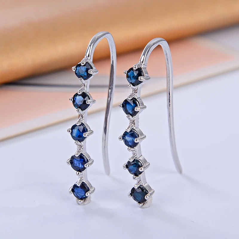 Sterling Silver nature sapphre Earring for Women Special Design Personal Style Created Blue Sapphire Oval Cut Women's Gifts