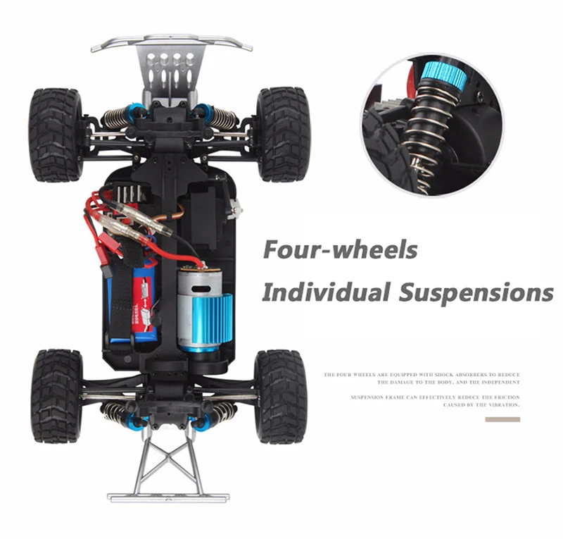 1:18 Wltoys A969-A 2.4G 1/18 Scale 4WD RC Speedcar 35km/h Remote Control Racing High Speed Shockproof Off-Road Metal Car White