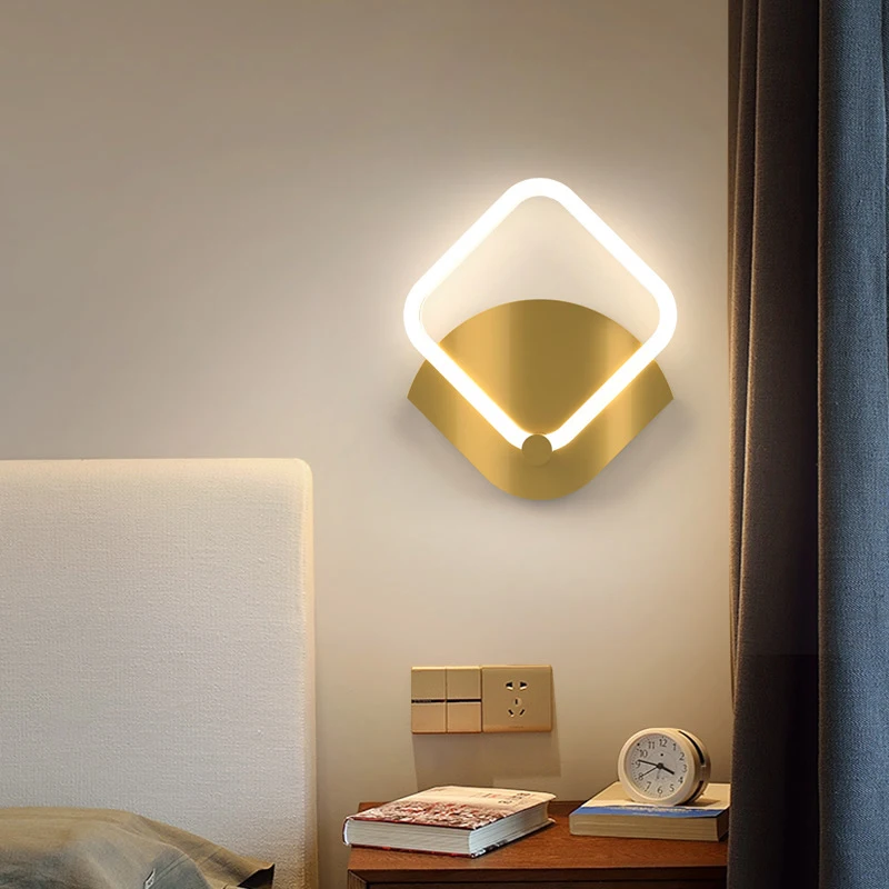 

Indoor Led Wall Lamp Gold Simple Art Home Hotel Decoration Living Room Corridor Bedside Bedroom Lighting Sconces