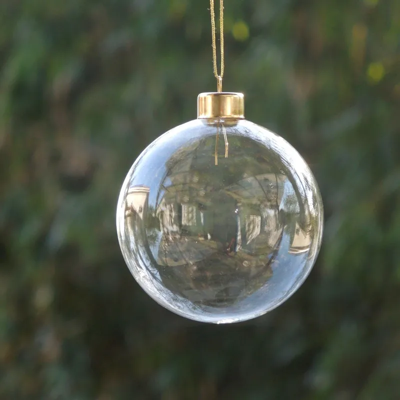 

16pcs/pack Diameter=8cm Small Size Glass Ball Christmas Tree Hanger Transparent Globe Home Decoration Hanging Pendant