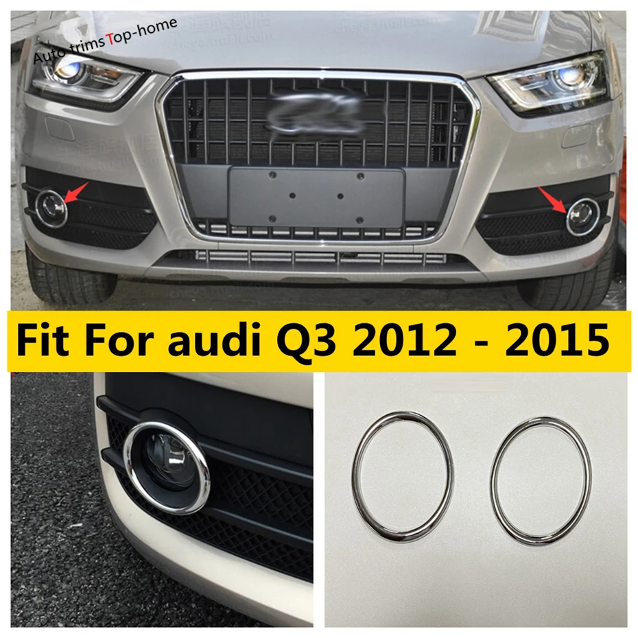 

2 Pcs Chrome Front Bumper Fog Lamp Light Frame Ring Circle Cover Trim For Audi Q3 2012 2013 2014 2015 Accessories Exterior Kit