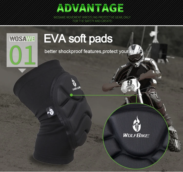 WOSAWE 4PCS/SET Motorcycle Kneepads Elbow Guard EVA Soft MTB Racing Knee Elbow Protective Gear Skateboarding Knee Support