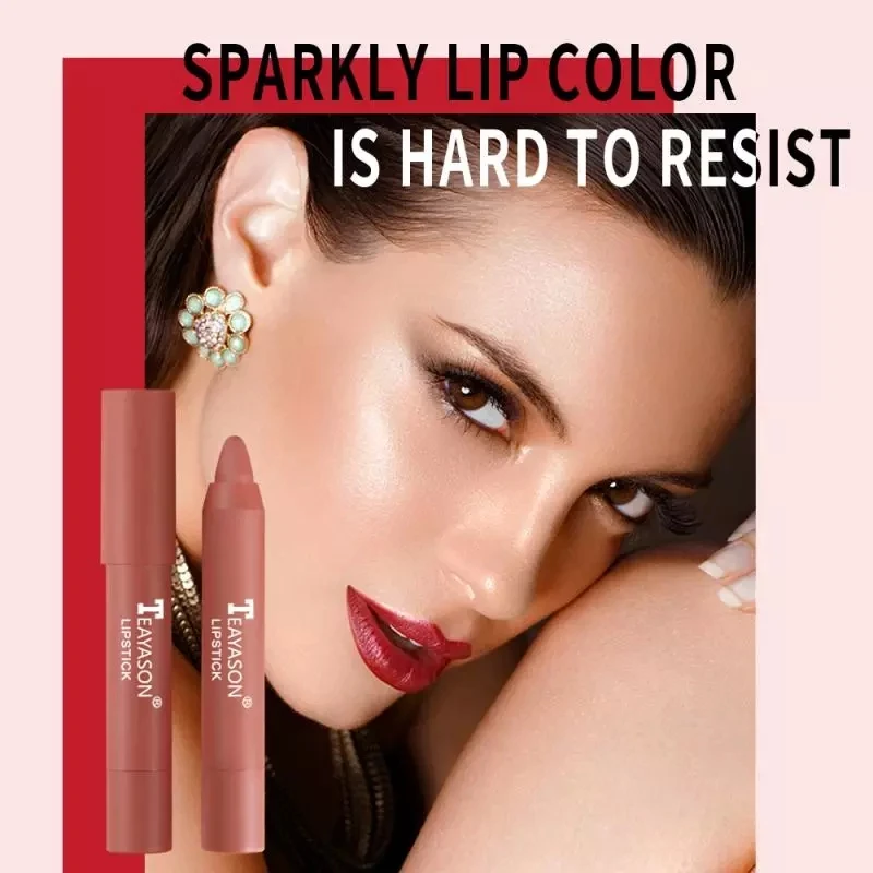 TEAYASON Hot Selling Matte Lipstick Pigmented Maquillaje Moist Lip Tint Easy to Wear Lipsticks Pen Makeup Sexy Lip Cosmetics