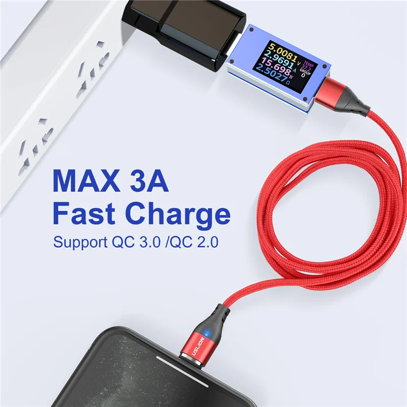 USLION 3A Magnetic Data Cable Type C USB Micro Fast Charging For iPhone 11 12 Samsung Chargers Magnet Cable USB C Cord Adapter