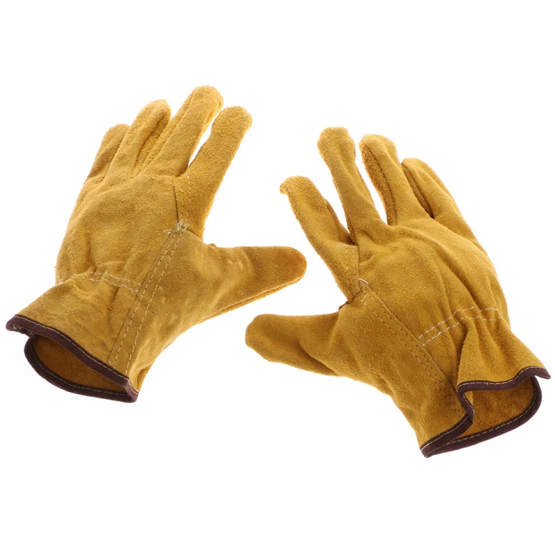 Guantes Protectores de seguridad de piel de vaca, 1 par, soldador, reparación de trabajo, resistentes al desgaste