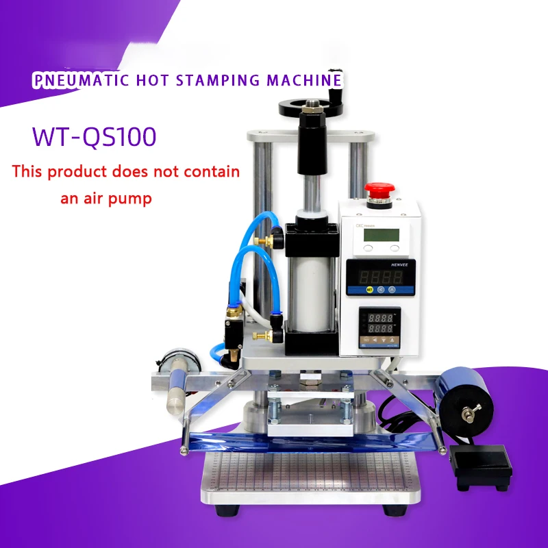 WT-Q100 Pneumatic Hot Foil Stamping Machine Leather Stamp Emboss Press Tool Logo Custom Digital PVC Card Paper Heat Machine