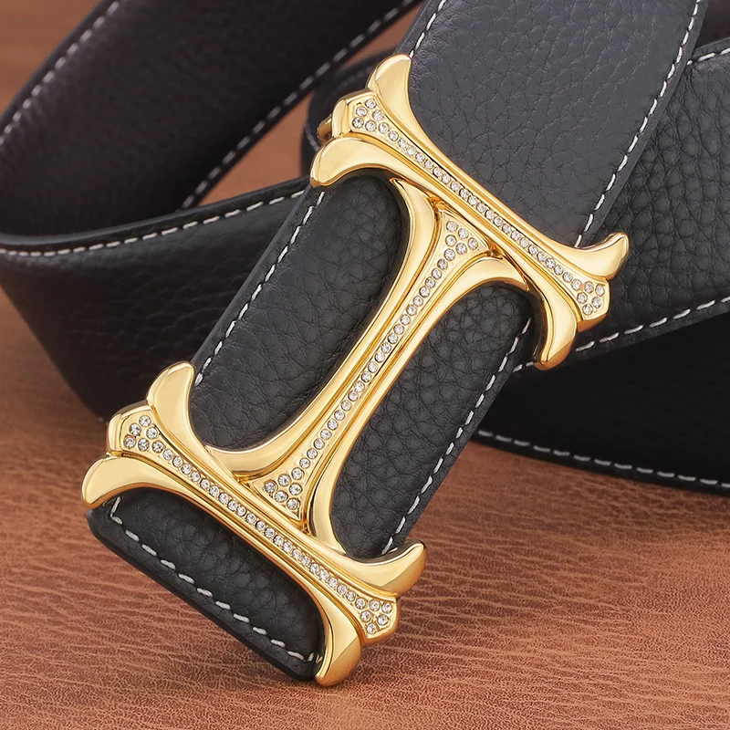 High Quality 3.8cm Wide Belt Copper Buckle Exquisite Belt Men's Designer Fashion Top Cow Leather Luxury Belt