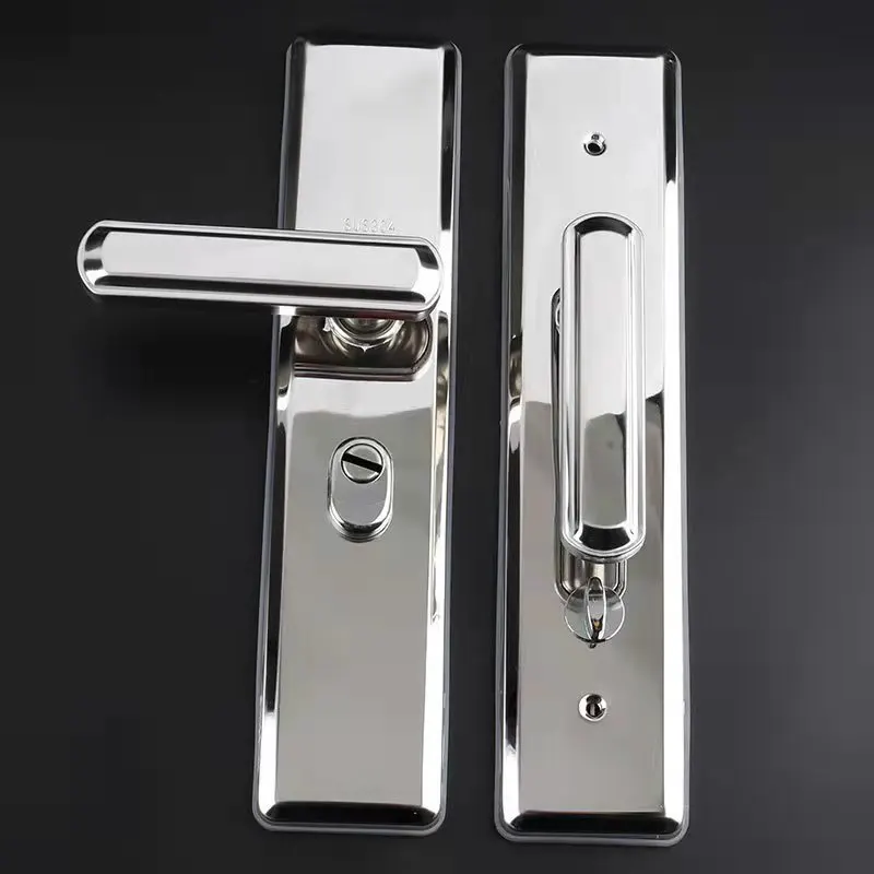 Multi Function  Stainless Steel Anti-theft  Entrance Gate Lock plate  Anti-explosion Security Mirrow Shinny Widen lock Handle