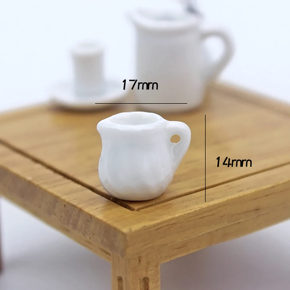 2Pcs 1/12 Dollhouse Miniature Accessories Mini Ceramic Pot Simulation Teapot Kettle Model Toy for Doll House Decoration ob11